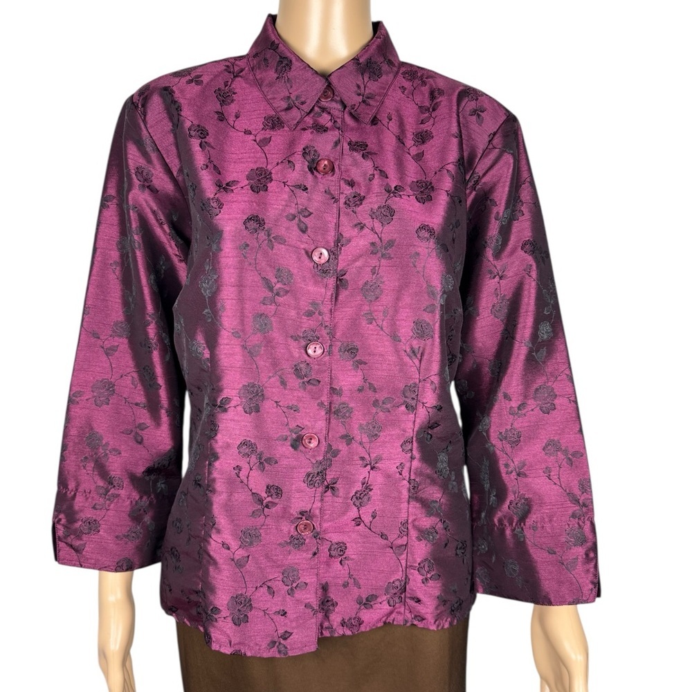 Vintage Design Assets Purple Taffeta Blouse Jacket Size L